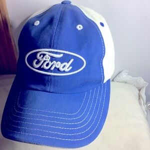 Ford Oval Vintage Patch Hat~ Checkered Flag Sports~Blue Trucker Retro Cap~Racing